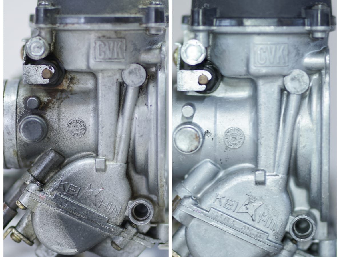 Carburateur voor en na revisie